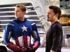 Chris Evans e Robert Downey JR in una scena di The Avengers